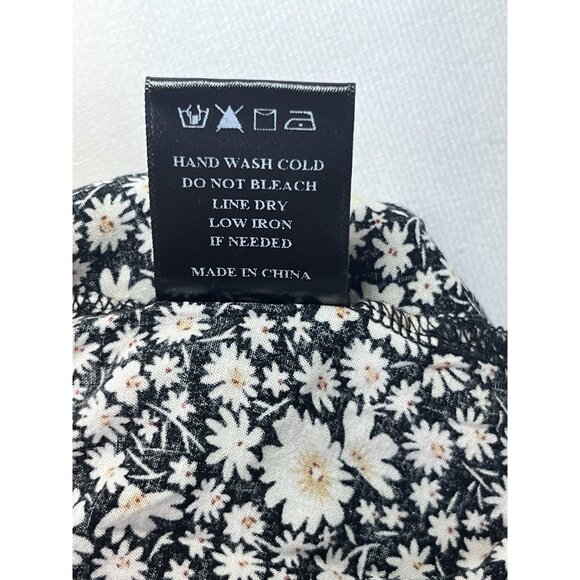 Vintage style women’s black daisy floral midi skirt ruffle hem - Picture 2 of 6